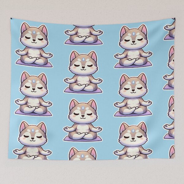 Item preview, Cute Husky Meditation Sticker-Kawaii Dog Zen Yoga Lotus Pose designed and sold by carestazafeli.