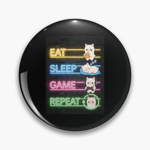 Item preview, Cute Alpaca Gamer Neon Sign - Eat Sleep Game Repeat designed and sold by Paulocdias.