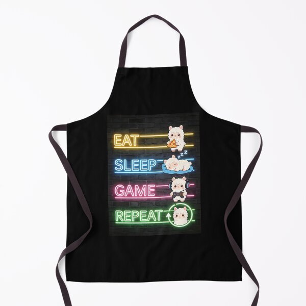 Item preview, Cute Alpaca Gamer Neon Sign - Eat Sleep Game Repeat designed and sold by Paulocdias.