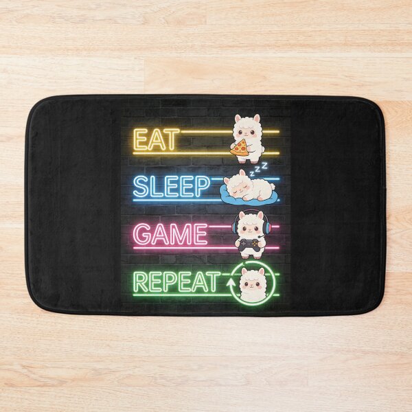 Item preview, Cute Alpaca Gamer Neon Sign - Eat Sleep Game Repeat designed and sold by Paulocdias.
