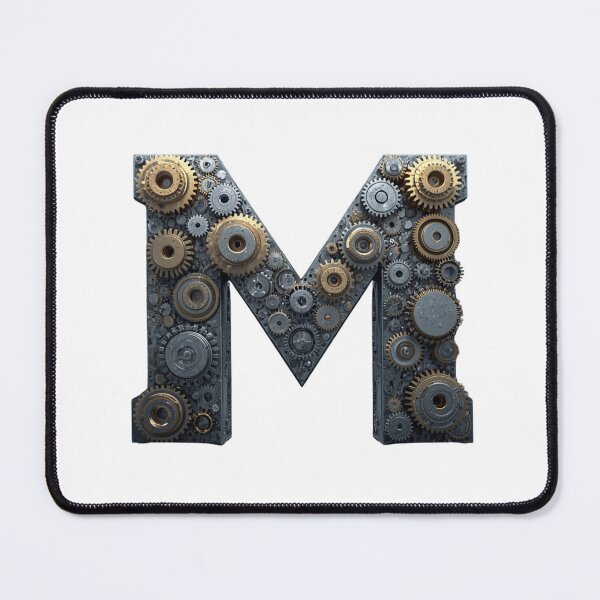 Item preview, M Letter Gear Design | Industrial Mechanical Monogram | Engineering Artwork designed and sold by Baby Adee Collective.