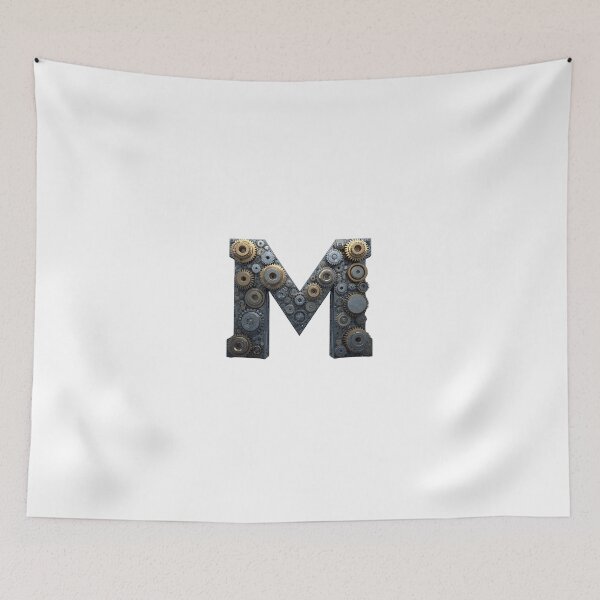 Item preview, M Letter Gear Design | Industrial Mechanical Monogram | Engineering Artwork designed and sold by Baby Adee Collective.