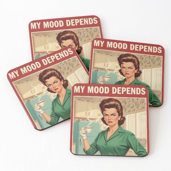 Item preview, My Mood Depends on the quality of my coffee Vintage Retro Mom Joke designed and sold by Retro-Anime9.