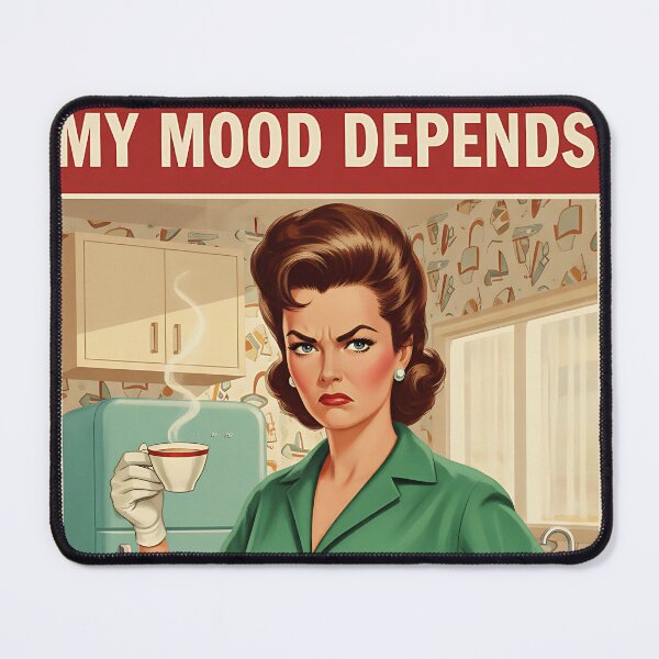 Item preview, My Mood Depends on the quality of my coffee Vintage Retro Mom Joke designed and sold by Retro-Anime9.