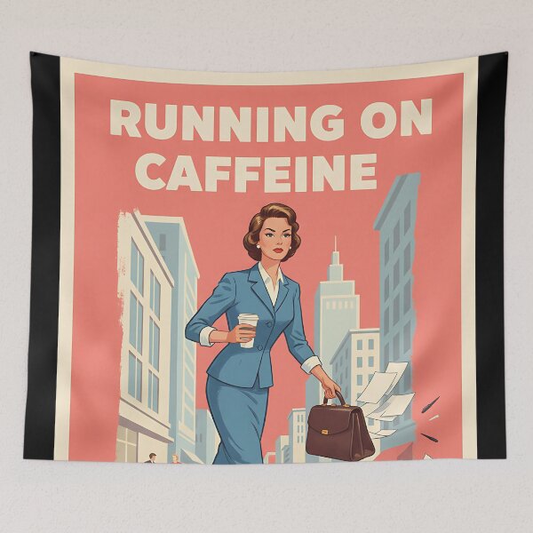 Item preview, Running on Caffeine and Anxiety Vintage Retro Mom Joke designed and sold by Retro-Anime9.