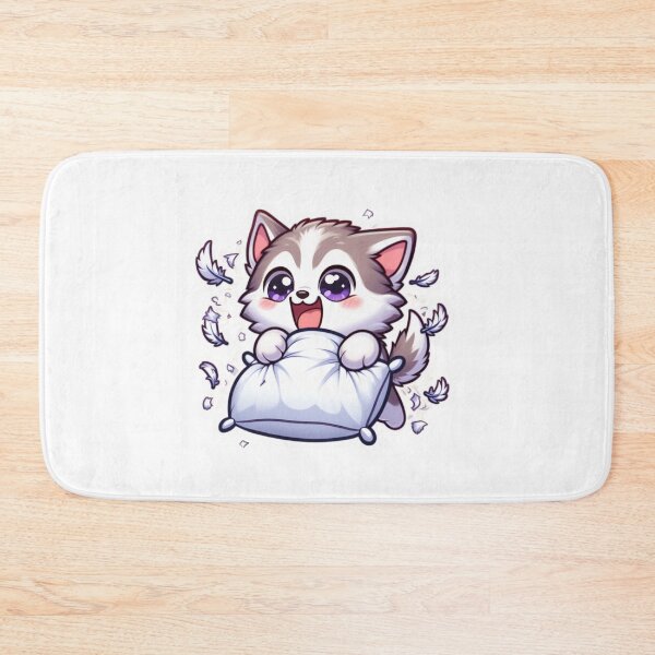 Item preview, Cute Husky Pillow Fight Kawaii Dog Cartoon Sticker designed and sold by carestazafeli.