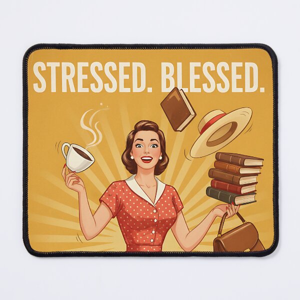 Item preview, Stressed, Blessed, and Coffee Obsessed Vintage Retro Mom Joke designed and sold by Retro-Anime9.