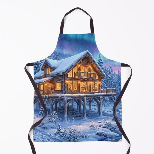 Item preview, Northern Lights over winter cabin designed and sold by Sigtrix.
