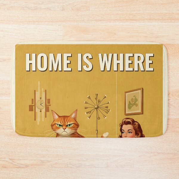 Item preview, Copy of Home is Where the cat judges you Vintage Retro Mom Joke designed and sold by Retro-Anime9.