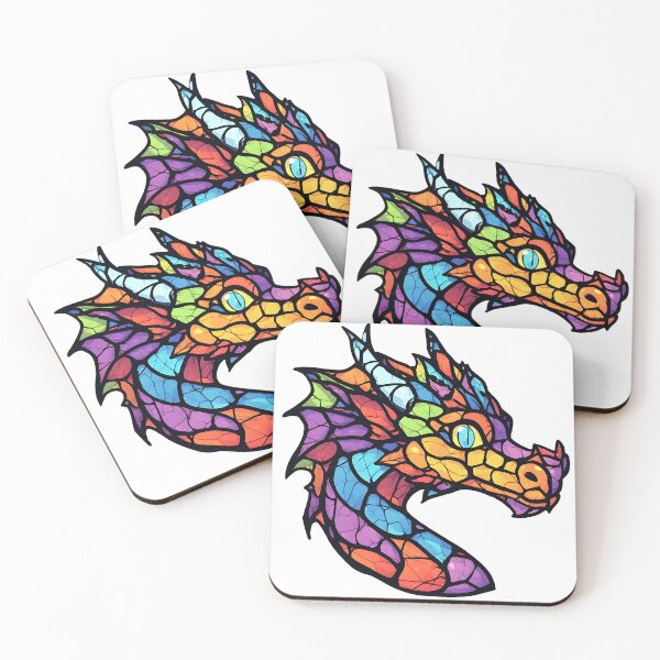 Item preview, Rainbow Stained Glass Dragon Head Fantasy Artwork designed and sold by Karolina’s Cozy Creations.