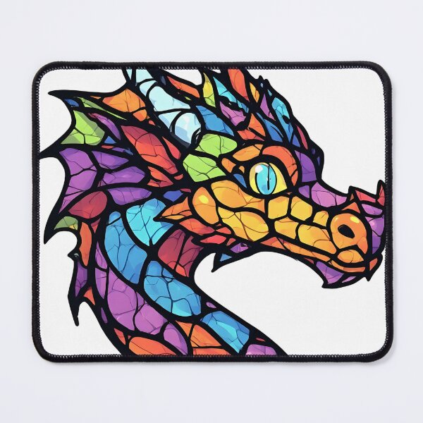 Item preview, Rainbow Stained Glass Dragon Head Fantasy Artwork designed and sold by Karolina’s Cozy Creations.