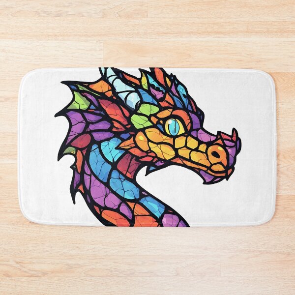 Item preview, Rainbow Stained Glass Dragon Head Fantasy Artwork designed and sold by Karolina’s Cozy Creations.