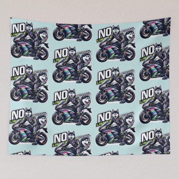 Item preview, No Limits Husky Rider- Sport Bike Racing Dog Street Style designed and sold by carestazafeli.