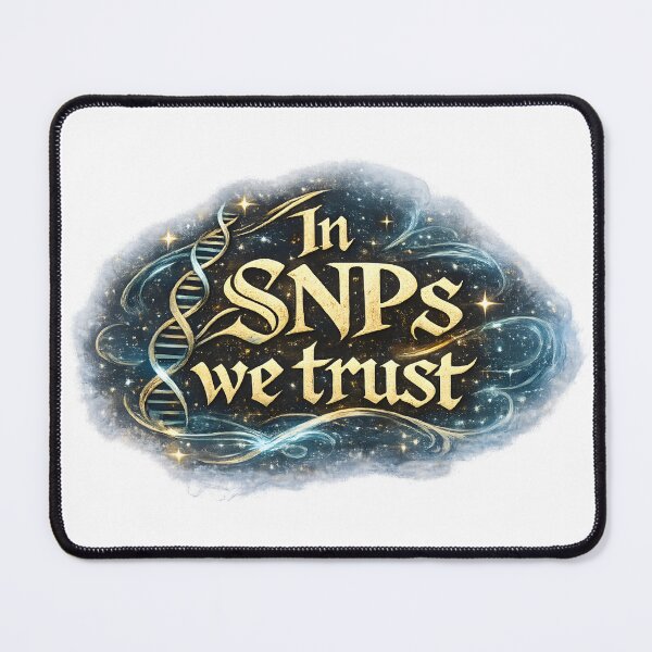 Item preview, In SNPs We Trust – Genomics & Bioinformatics Meme designed and sold by Nerd Romance Café.