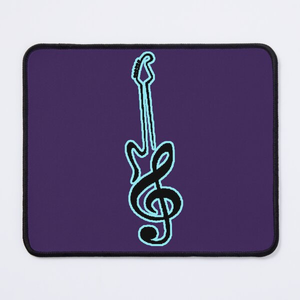 Item preview, Guitar with Treble Clef on a Neon Blue Background - Musician Gift designed and sold by AstronautMerch.