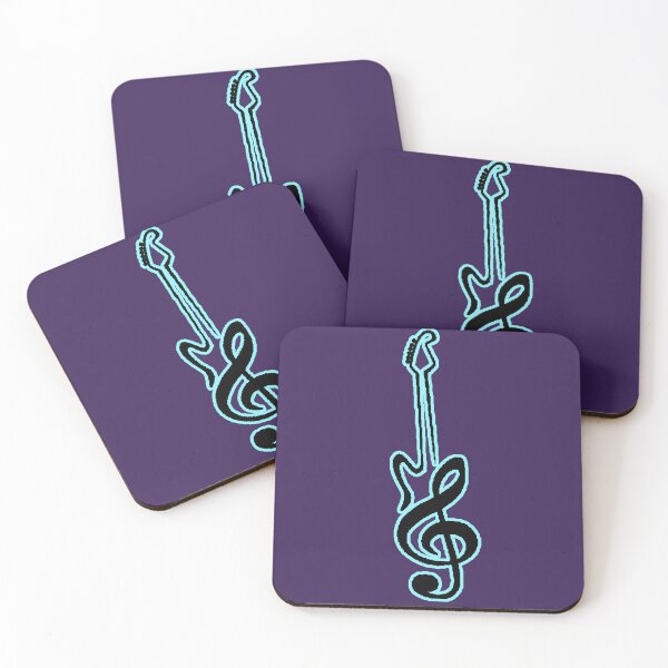 Item preview, Guitar with Treble Clef on a Neon Blue Background - Musician Gift designed and sold by AstronautMerch.