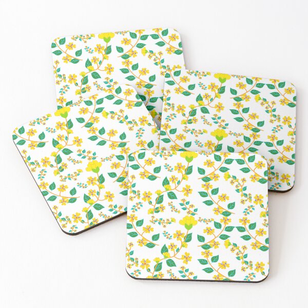 Item preview, Yellow Floral Vine Seamless Pattern with Green Leaves on Light Background designed and sold by EiArtist.