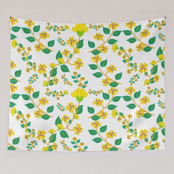 Item preview, Yellow Floral Vine Seamless Pattern with Green Leaves on Light Background designed and sold by EiArtist.