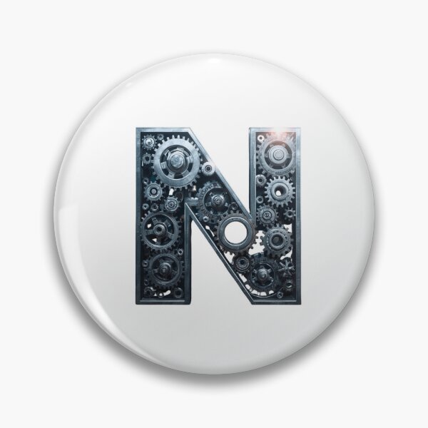 Item preview, N Letter Gear Design | Mechanical Alphabet Art | Industrial Engineering Monogram designed and sold by Baby Adee Collective.