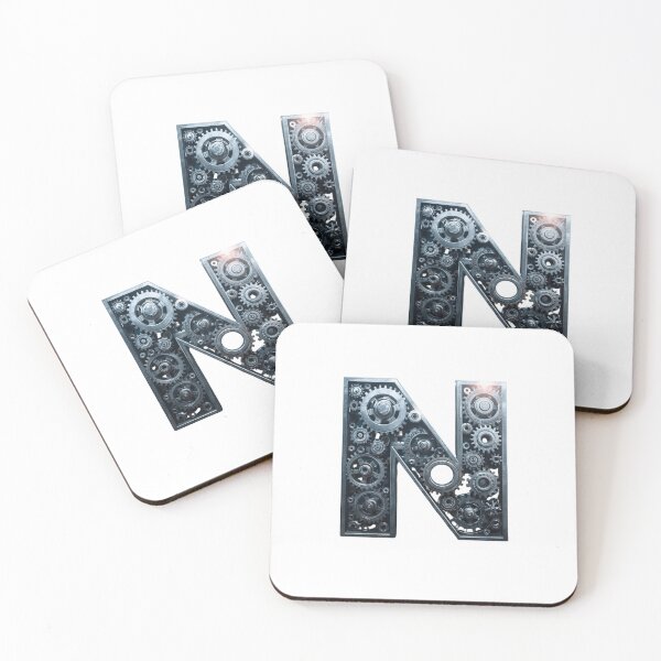 Item preview, N Letter Gear Design | Mechanical Alphabet Art | Industrial Engineering Monogram designed and sold by Baby Adee Collective.