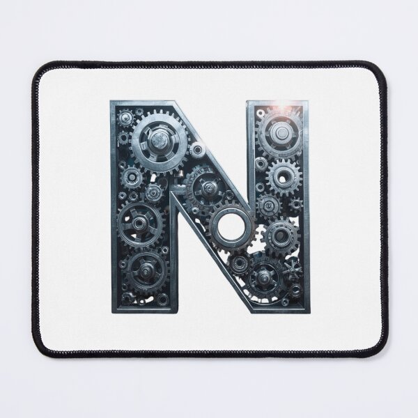 Item preview, N Letter Gear Design | Mechanical Alphabet Art | Industrial Engineering Monogram designed and sold by Baby Adee Collective.