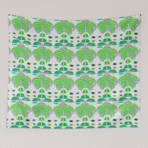 Item preview, Stylized Forest Landscape Seamless Pattern with Decorative Trees and Flowers designed and sold by EiArtist.