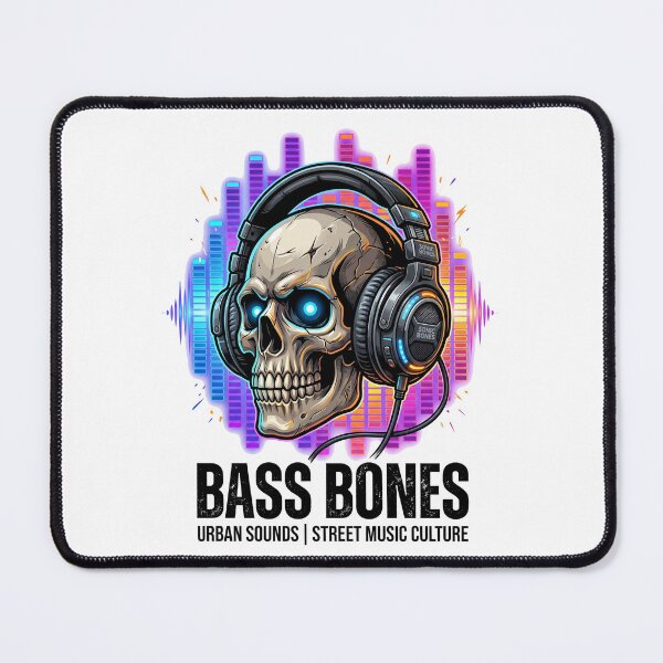 Item preview, Skull wearing oversized headphones with equalizer bars glowing behind it designed and sold by misbahsiro.