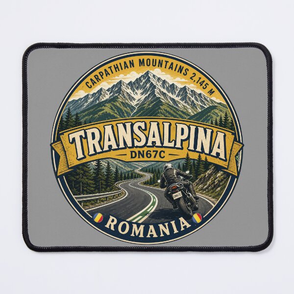 Item preview, Transalpina Romania Motorcycle Sticker T-Shirt 08 designed and sold by OuterShellUK.