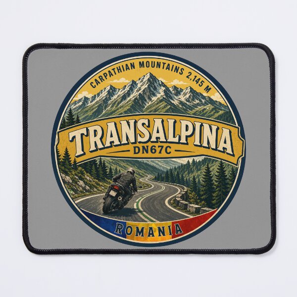 Item preview, Transalpina Romania Motorcycle Sticker T-Shirt 09 designed and sold by OuterShellUK.