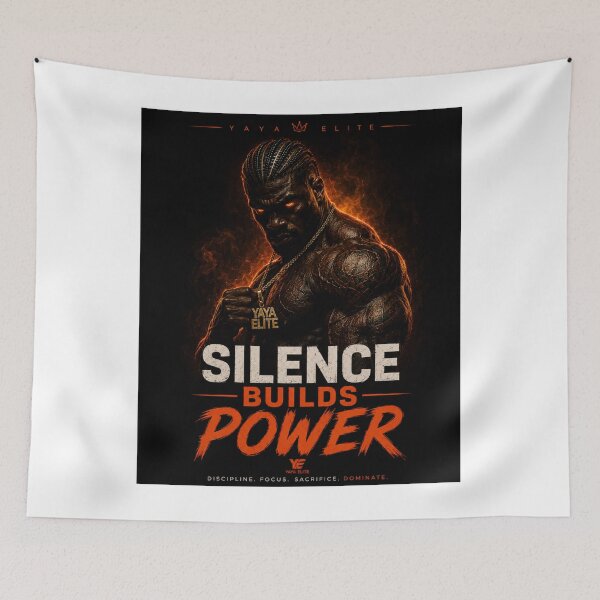 Item preview, SILENCE BUILDS POWER – YAYA ELITE Dark Gym Streetwear Design designed and sold by YAYA ELITE STREETWEAR.