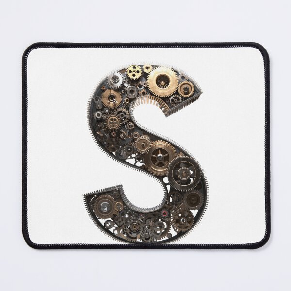 Item preview, S Letter Gear Design | Mechanical Alphabet Art | Industrial Engineering Monogram designed and sold by Baby Adee Collective.