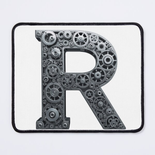 Item preview, R Letter Gear Design | Mechanical Alphabet Art | Industrial Engineering Monogram designed and sold by Baby Adee Collective.