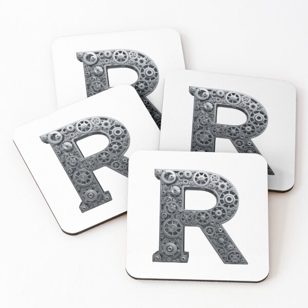 Item preview, R Letter Gear Design | Mechanical Alphabet Art | Industrial Engineering Monogram designed and sold by Baby Adee Collective.