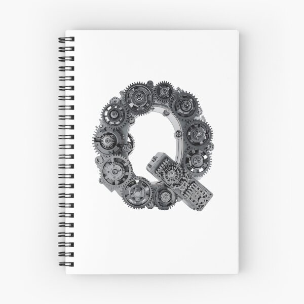 Artikelvorschau, Zahnraddesign mit dem Buchstaben Q | Initial im Bereich Industrietechnik | Grafik des mechanischen Alphabets entworfen und verkauft von Baby Adee Collective.