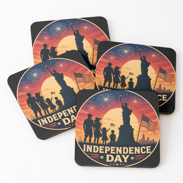 Item preview, Independence Day Retro Badge — Family & Liberty Sunset Poster designed and sold by @SHINTOSARTSTORE.