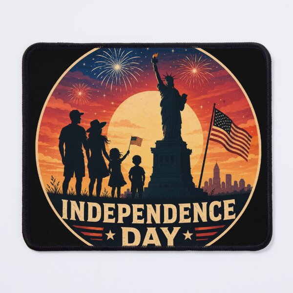 Item preview, Independence Day Retro Badge — Family & Liberty Sunset Poster designed and sold by @SHINTOSARTSTORE.