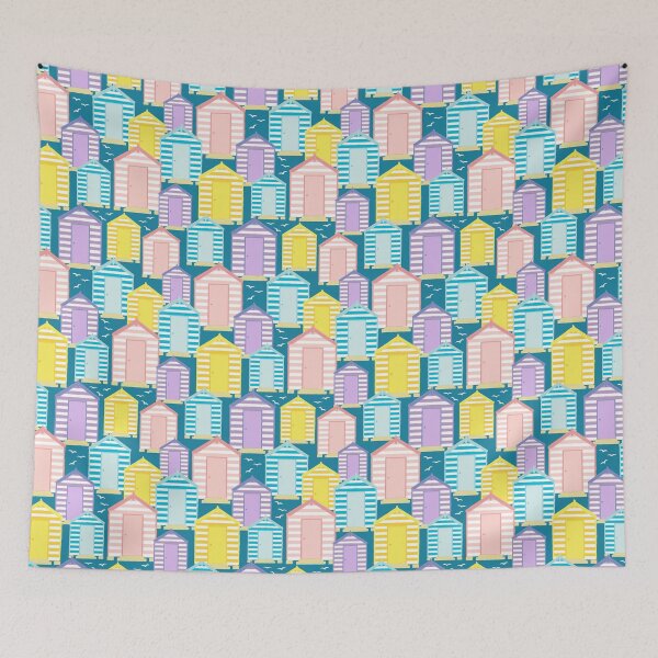 Item preview, Pastel Beach Huts | Cute Seaside Chalet Pattern designed and sold by CreativeBridge.
