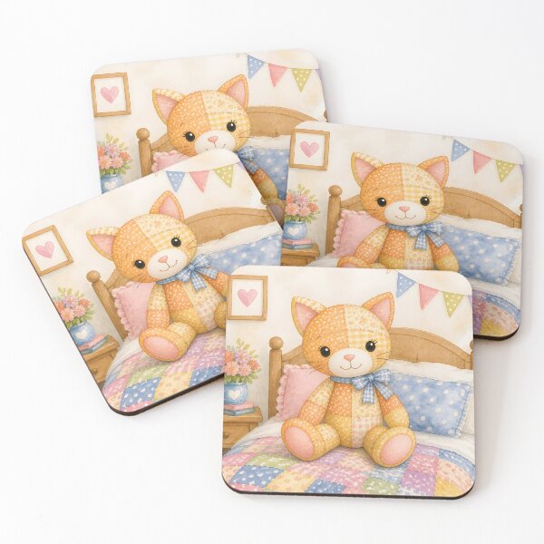 Item preview, Orange Patchwork Cat on Cozy Bed designed and sold by Shelley Loewnau-Jones Studio.