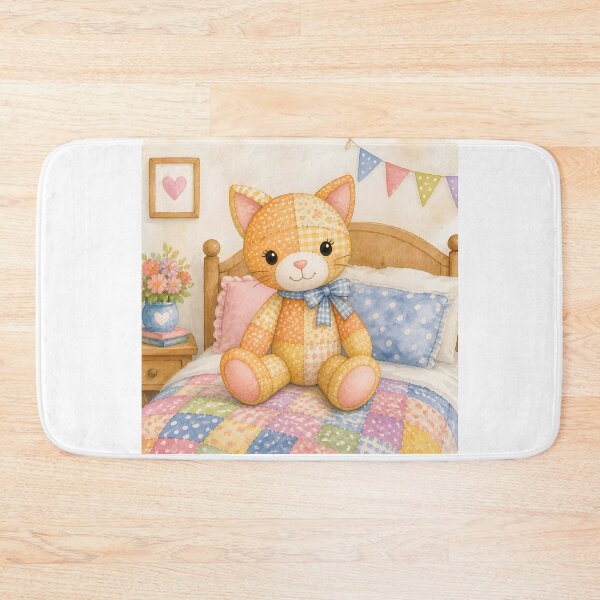 Item preview, Orange Patchwork Cat on Cozy Bed designed and sold by Shelley Loewnau-Jones Studio.