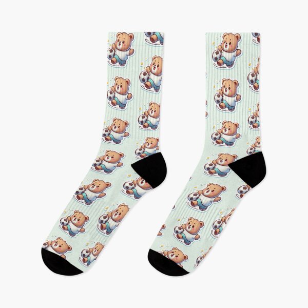 Item preview, Cute Teddy Bear Playing Soccer Cartoon -Kawaii Football Animal Sticker  designed and sold by carestazafeli.