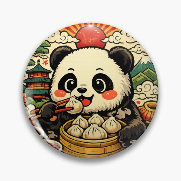 Item preview, Giant Panda Eating Soup Dumplings (Xiao Long Bao) Kawaii designed and sold by redsharkuk.