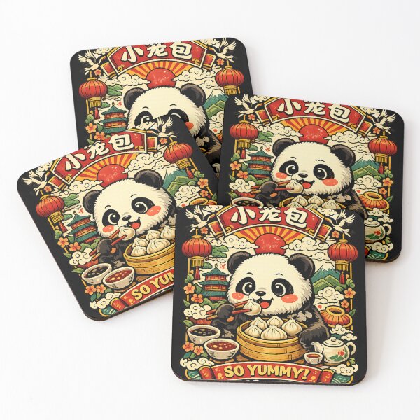 Item preview, Giant Panda Eating Soup Dumplings (Xiao Long Bao) Kawaii designed and sold by redsharkuk.
