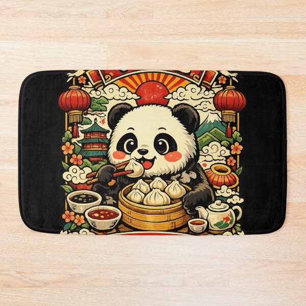 Item preview, Giant Panda Eating Soup Dumplings (Xiao Long Bao) Kawaii designed and sold by redsharkuk.