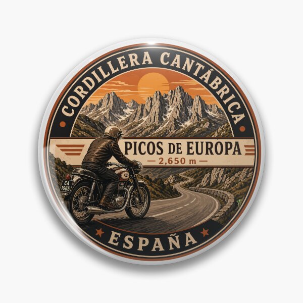 Item preview, Picos de Europa Spain Motorcycle Sticker TShirt 08 designed and sold by OuterShellUK.