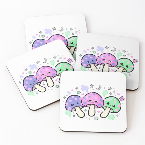 Item preview, Cute Grumpy Kawaii Mushrooms designed and sold by Sovira Studio .