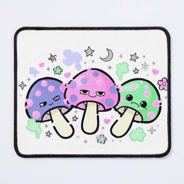 Item preview, Cute Grumpy Kawaii Mushrooms designed and sold by Sovira Studio .