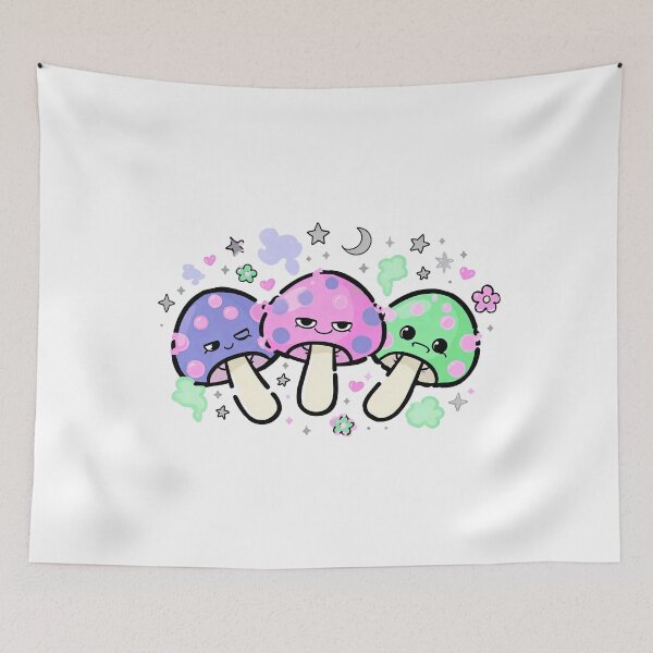 Item preview, Cute Grumpy Kawaii Mushrooms designed and sold by Sovira Studio .