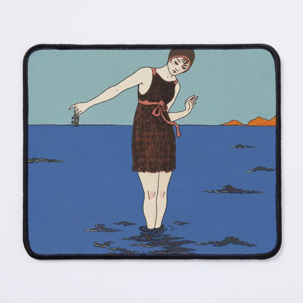 Item preview, Bathing suit by George Barbier - Art Nouveau Beach Woman Illustration for Vintage Coastal Decor Lovers designed and sold by RickE.