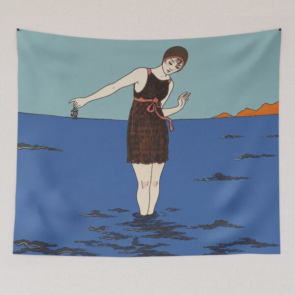 Item preview, Bathing suit by George Barbier - Art Nouveau Beach Woman Illustration for Vintage Coastal Decor Lovers designed and sold by RickE.