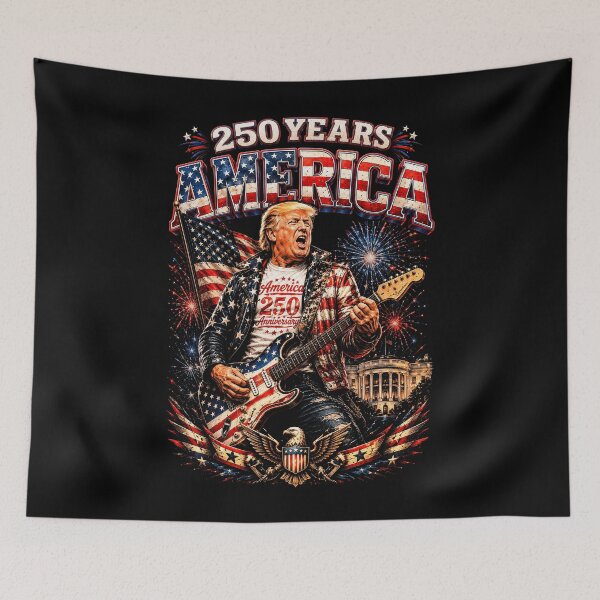 Aperçu de l'œuvre Trump 250 ans Guitare Amérique Patriotique 4 juillet créée et vendue par elongatedjazz.